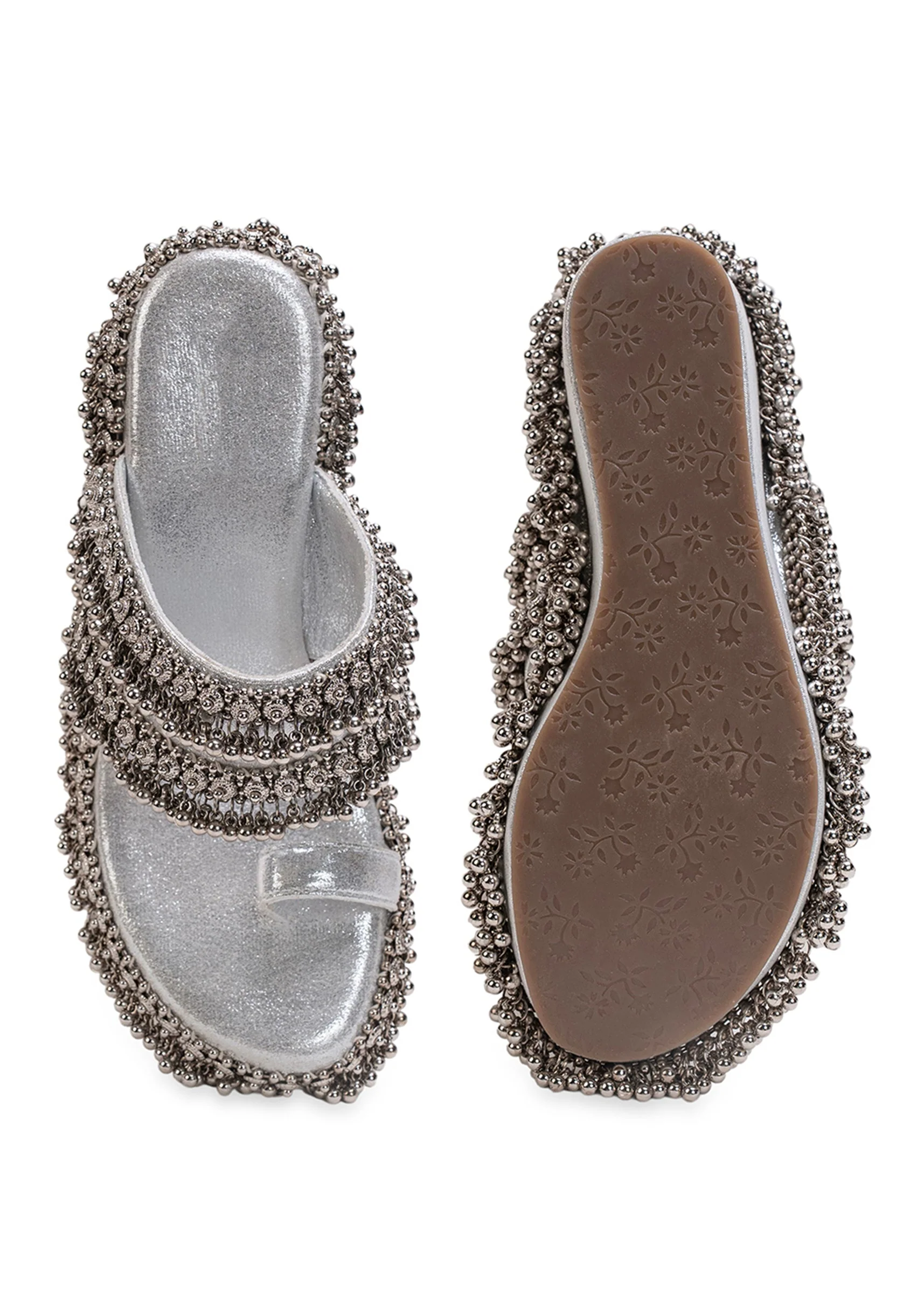 Silver Embellished Wedges
