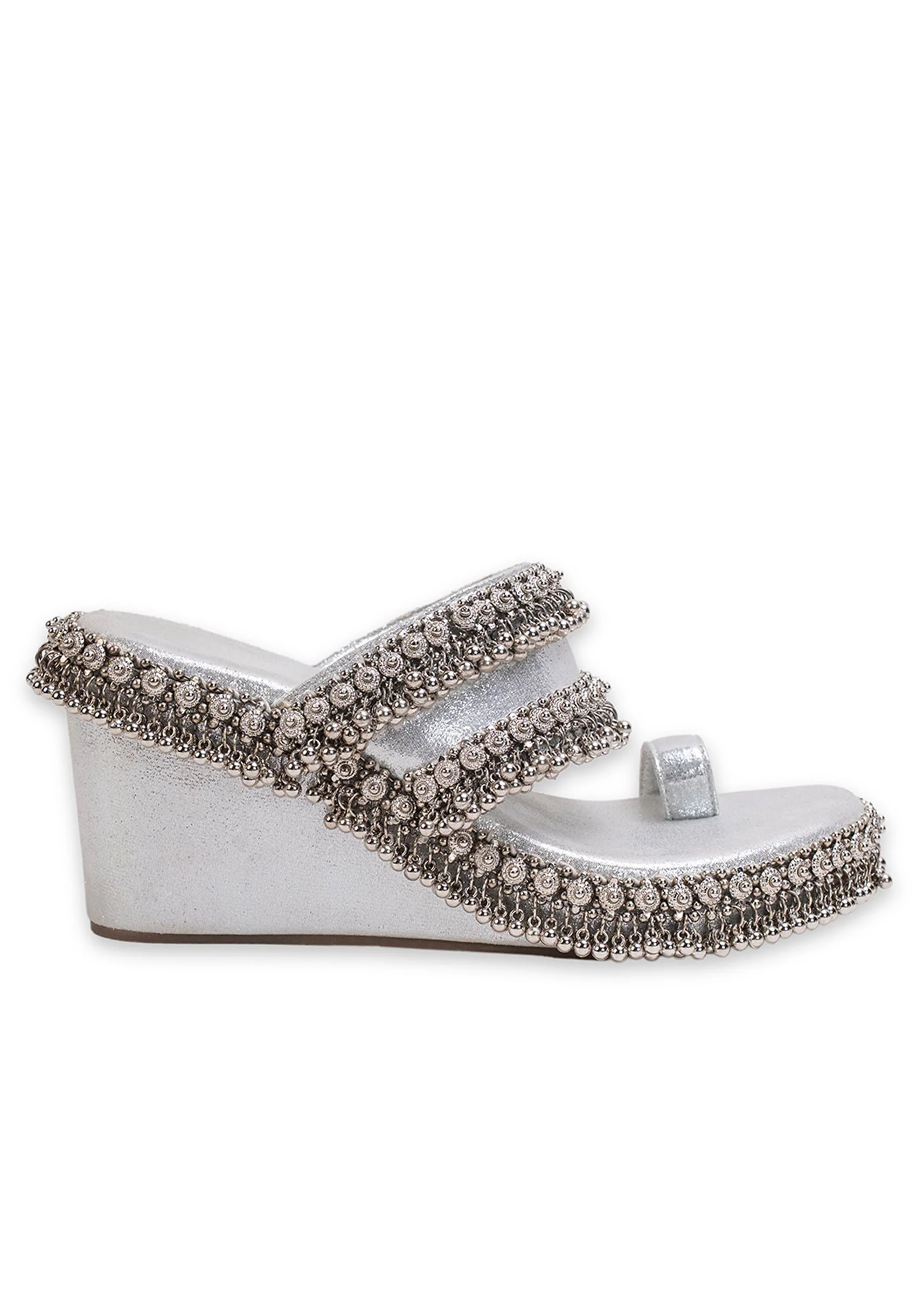 Silver Embellished Wedges