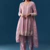 Lavender Pastel Pakistani Style Anarkali Suit With Thread Work