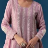 Lavender Pastel Pakistani Style Anarkali Suit With Thread Work