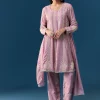 Lavender Pastel Pakistani Style Anarkali Suit With Thread Work