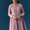Lavender Pastel Pakistani Style Anarkali Suit With Thread Work