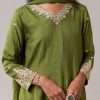 Green Dola Silk Zardozi Embellished Anarkali Pant Set