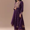 Purple Zari Embellished Anarkali Set