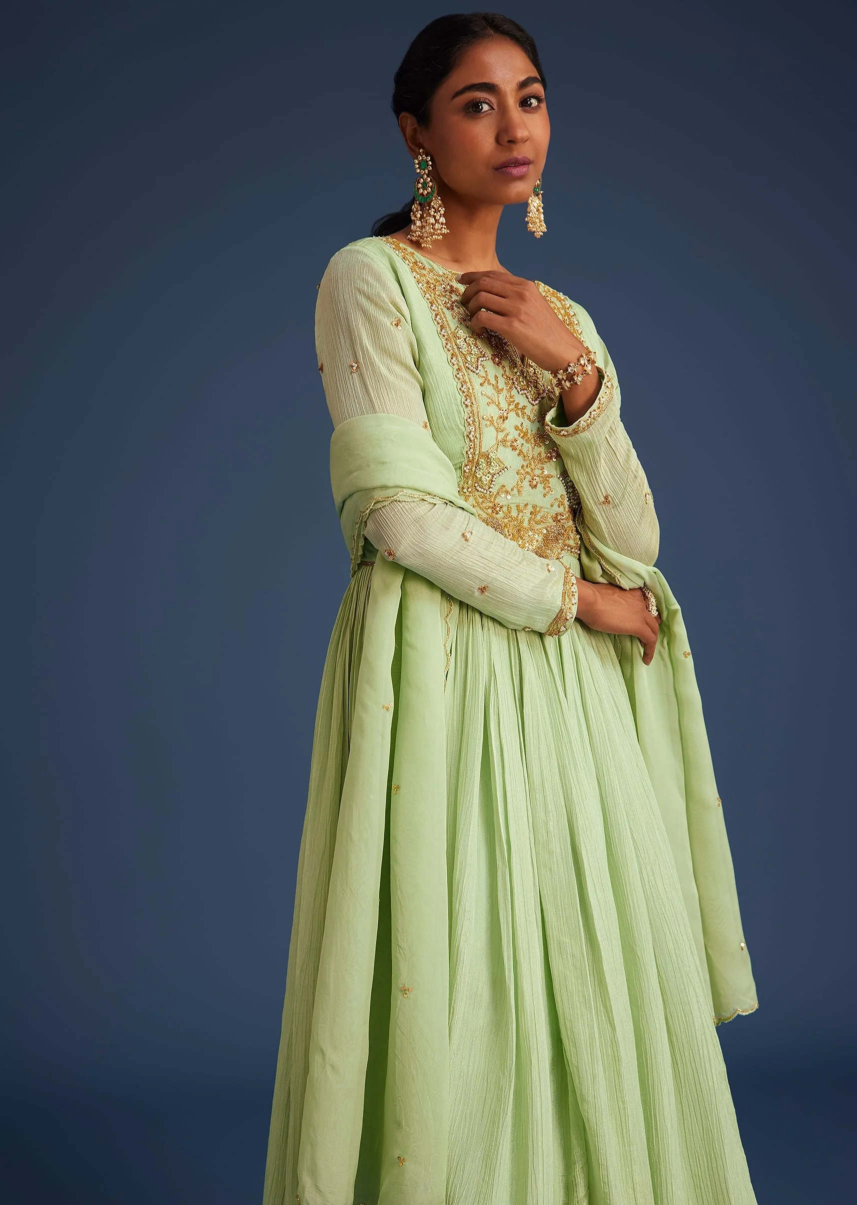 18044-mint-green-tissue-embroidered-anarkali-with-dupatta-4.webp Mint Green Tissue Embroidered Anarkali With Dupatta