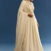 Ivory Tissue Anarkali Set With Tie-Up Back And Organza Dupatta