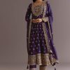 Purple Chinon Anarkali Dupatta Suit With Sequin Work