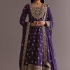 Purple Chinon Anarkali Dupatta Suit With Sequin Work