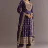 Purple Chinon Anarkali Dupatta Suit With Sequin Work