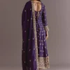Purple Chinon Anarkali Dupatta Suit With Sequin Work