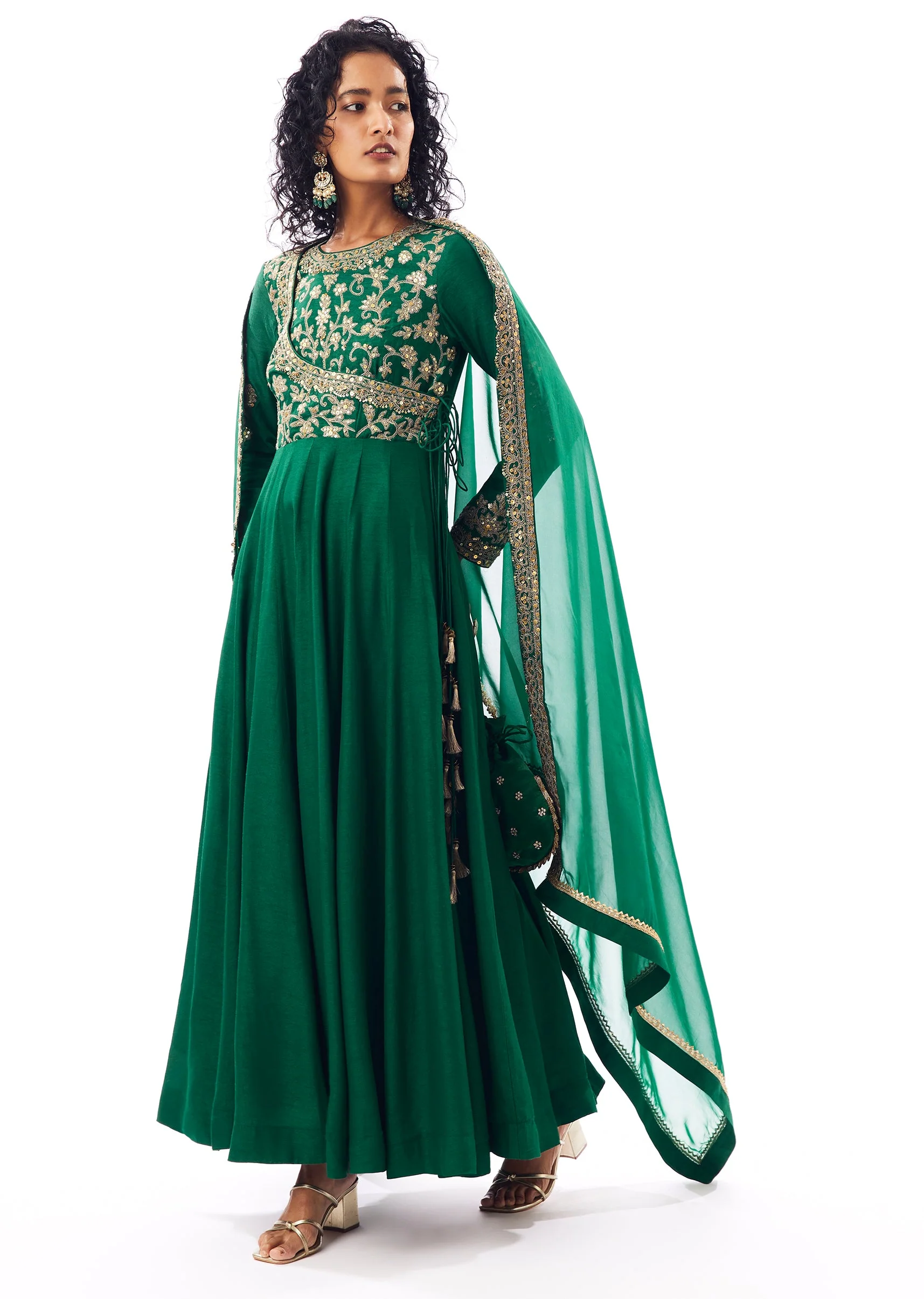 Green Angarkha Anarkali