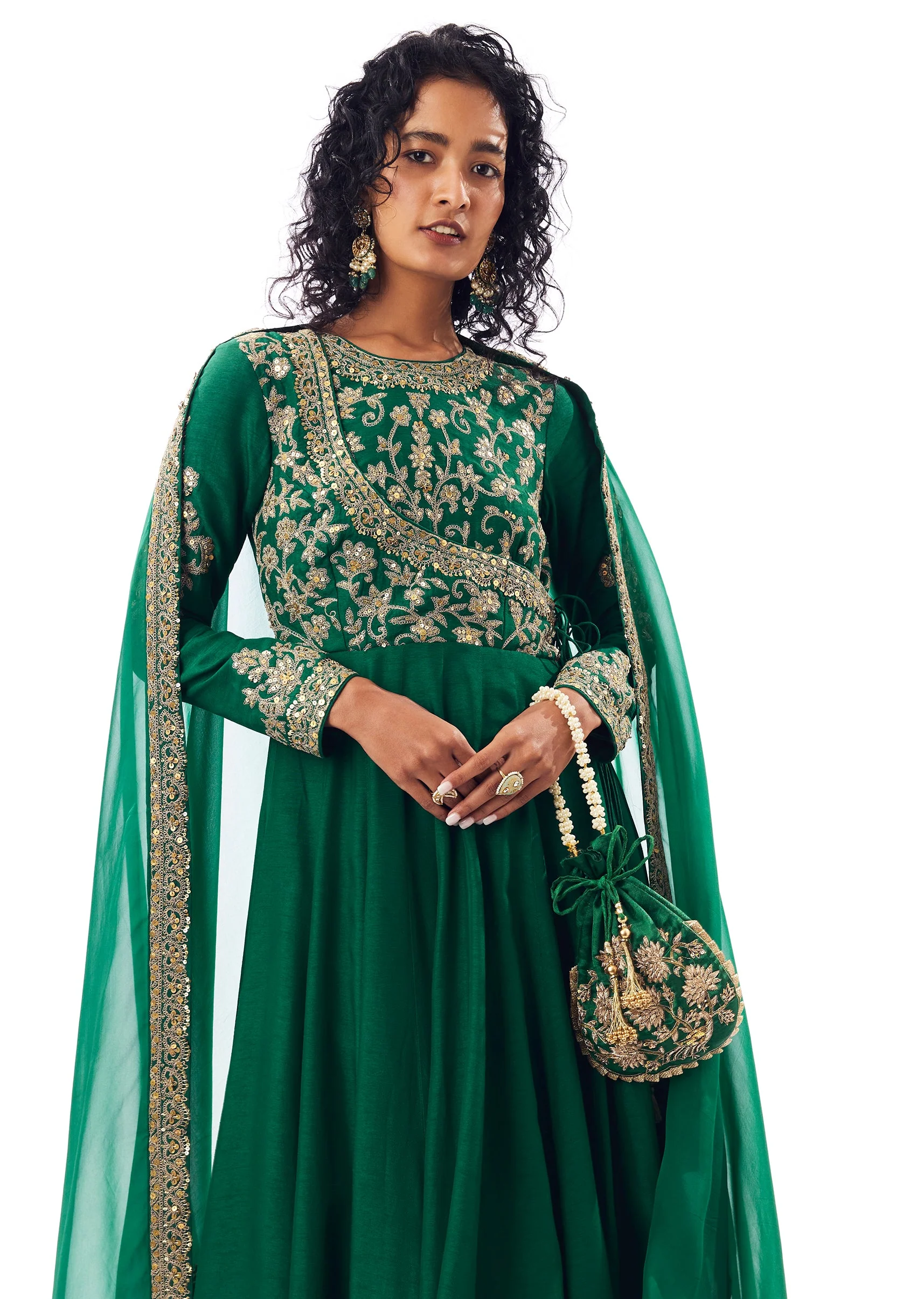 Green Angarkha Anarkali