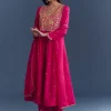 Pink Silk Anarkali Suit With Zari Thread Embroidery