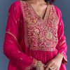 Pink Silk Anarkali Suit With Zari Thread Embroidery