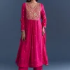 Pink Silk Anarkali Suit With Zari Thread Embroidery