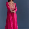 Pink Silk Anarkali Suit With Zari Thread Embroidery