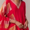 Rani Pink Gotta & Zardosi Anarkali Set With Dupatta