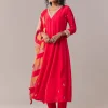 Rani Pink Gotta & Zardosi Anarkali Set With Dupatta
