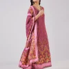Purple Muslin Anarkali Set With Thread Work