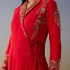 Red Silk Anarkali Suits with Cut Dana Sequins Work