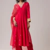 Pink Zardozi Embellished Silk Anarkali Set