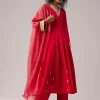 Pink Zardozi Embellished Silk Anarkali Set