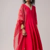 Pink Zardozi Embellished Silk Anarkali Set