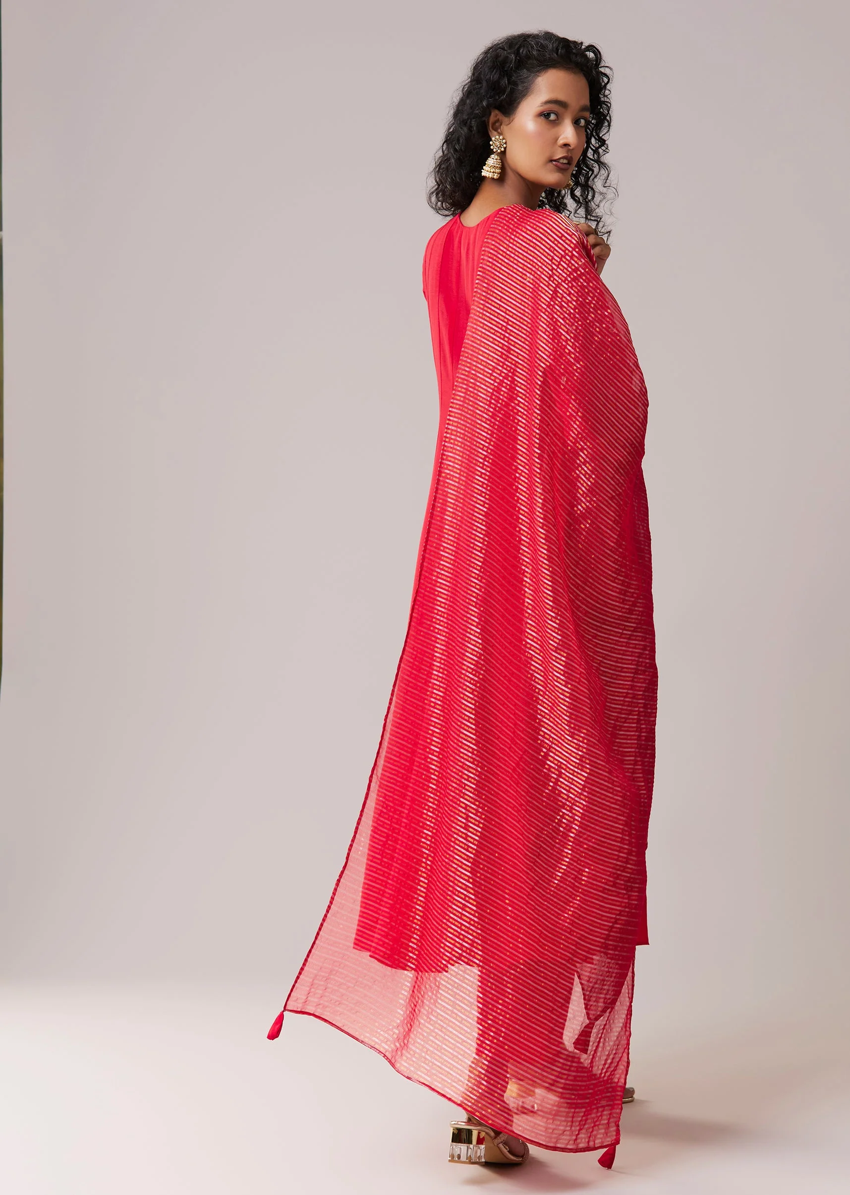 Pink Zardozi Embellished Silk Anarkali Set