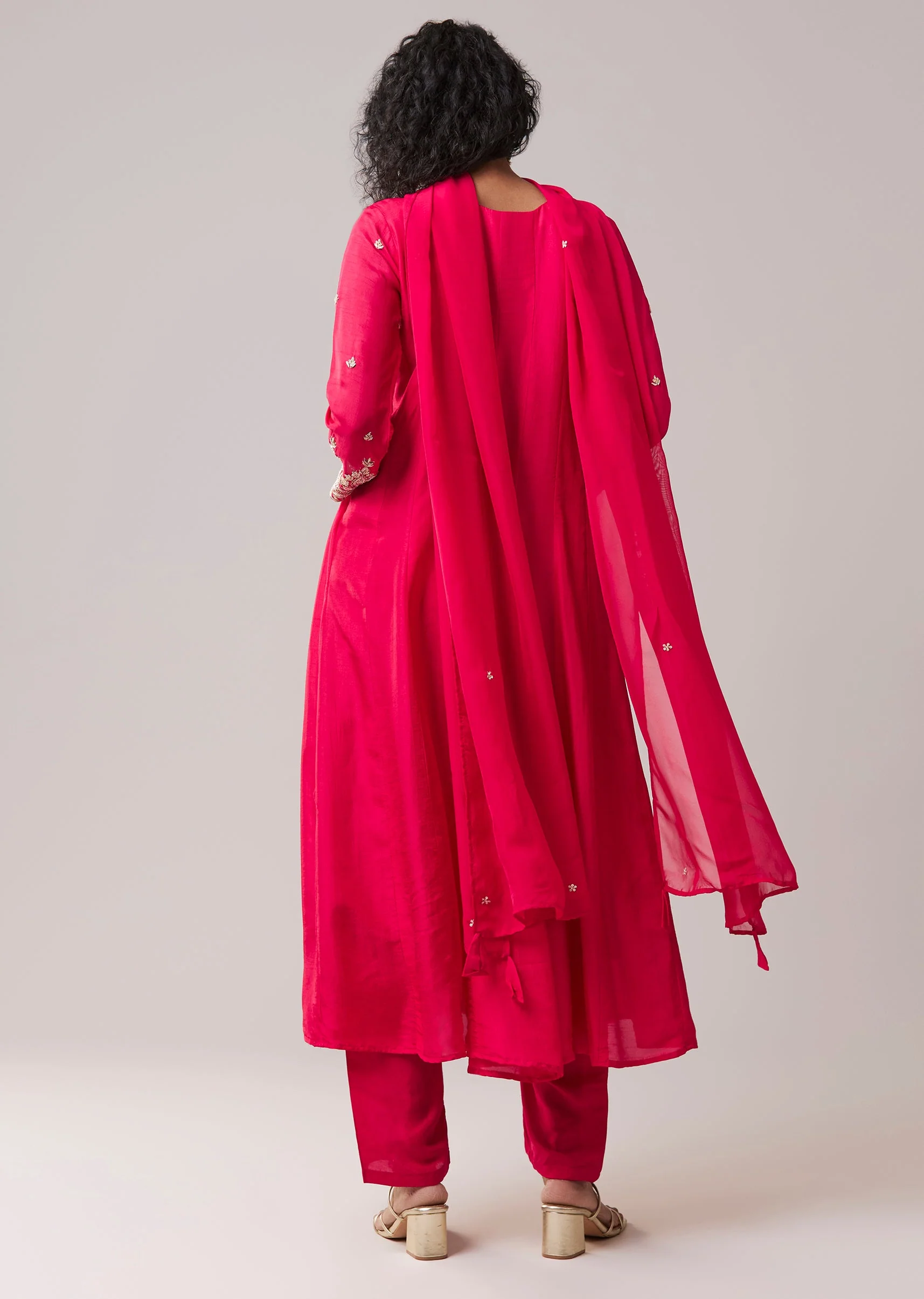 Pink Dola Silk Zardozi Embellished Anarkali Set