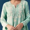 Blue Peplum Pakistani Style Anarkali Suit Thread Work With Dupatta