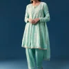 Blue Peplum Pakistani Style Anarkali Suit Thread Work With Dupatta