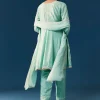 Blue Peplum Pakistani Style Anarkali Suit Thread Work With Dupatta