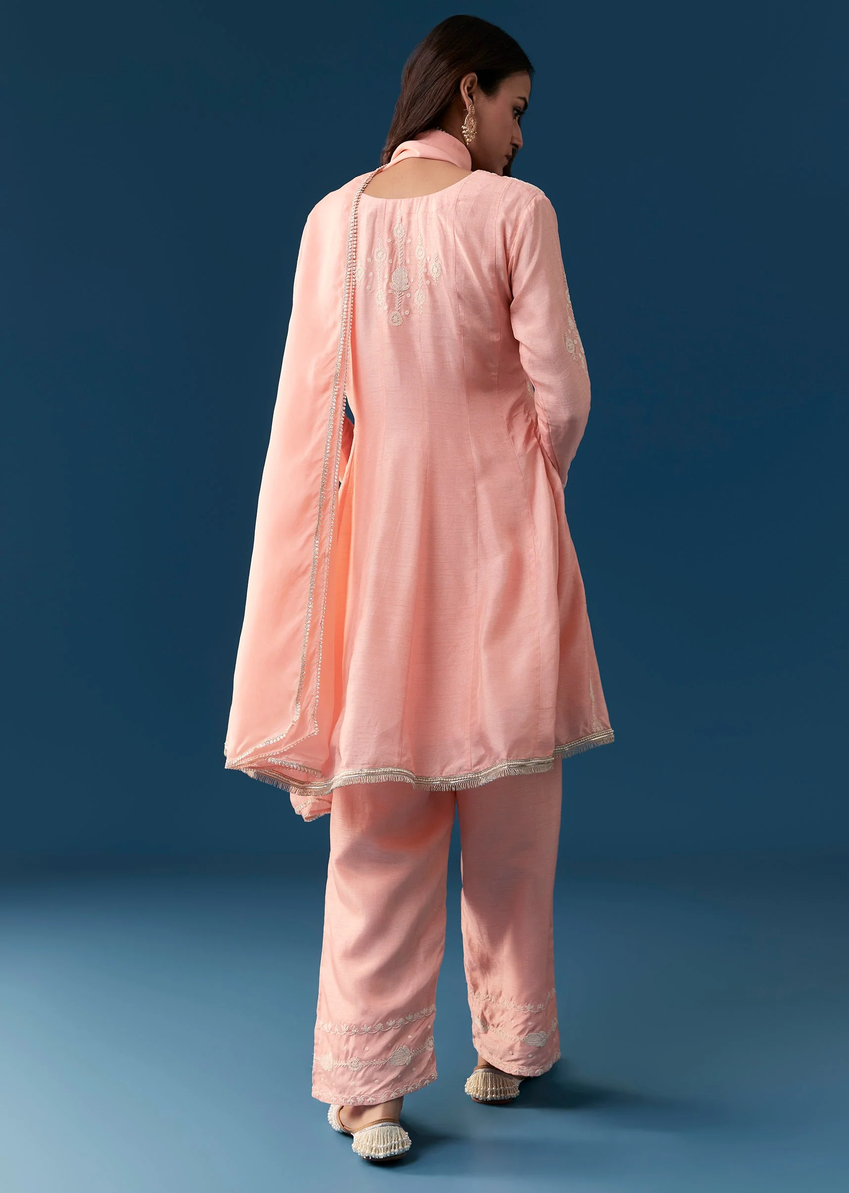 Pink Silk Anarkali Suit With Thread Work Detail