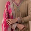 Gold Zardozi Embellished Chinon Anarkali with Dupatta