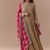 Gold Zardozi Embellished Chinon Anarkali with Dupatta