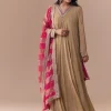 Gold Zardozi Embellished Chinon Anarkali with Dupatta