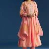Peach Muslin Kurta Set With Gotta Lace Pant And Dupatta