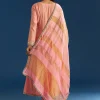 Peach Muslin Kurta Set With Gotta Lace Pant And Dupatta