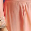 Peach Muslin Kurta Set With Gotta Lace Pant And Dupatta