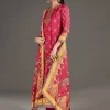 Pink Muslin Anarkali Set With Thread Work