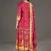 Pink Muslin Anarkali Set With Thread Work