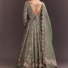 Green Ombre Embroidered Anarkali With Organza Dupatta