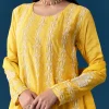 Yellow Pastel Pakistani Style Anarkali Suit With Thread Work