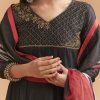 Black Chanderi Anarkali Suit With Zari And Sequins Embroidery
