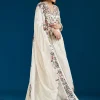 White Printed Chinon Anarkali Suit With Dupatta