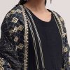 Black Embroidered Chanderi Anarkali Set