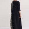 Black Embroidered Chanderi Anarkali Set