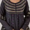 Black Bandhani Banarasi Silk Anarkali With Mukaish Work