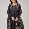 Black Bandhani Banarasi Silk Anarkali With Mukaish Work