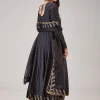 Black Bandhani Banarasi Silk Anarkali With Mukaish Work